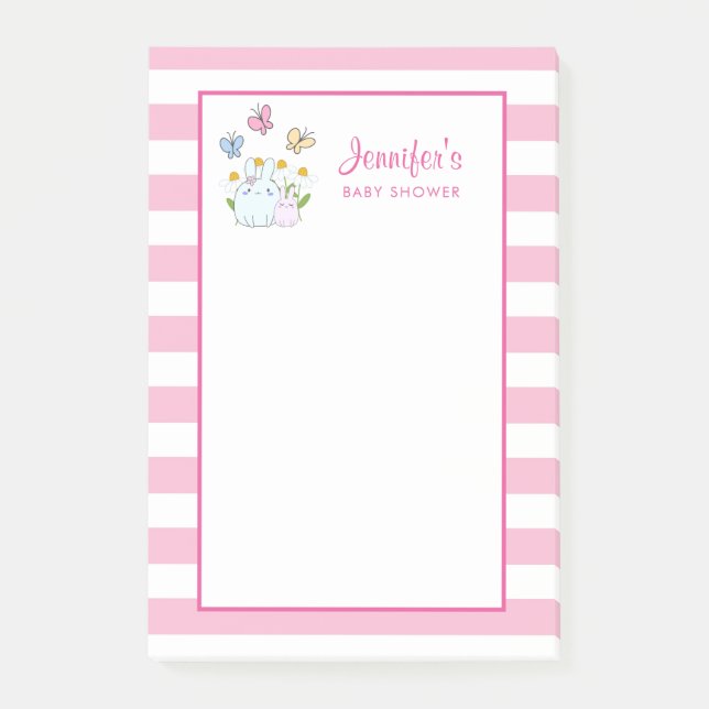 Notas Post-it® Baby Shower de Bunnies, mariposas y maricas (Anverso)