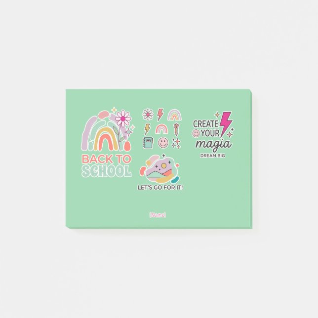 Notas Post-it® Back to School Rainbow / Regreso Arcoíris Escolar (Anverso)