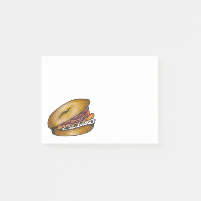 Notas Post-it® Bagel con Cream Cheese Lox Onions Foodiation It (Anverso)