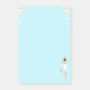 Notas Post-it® Bailarina linda y flores en azul claro