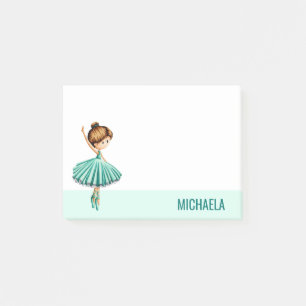 Notas Post-it® Bailarina moderna de ballet turquesa con Tutu
