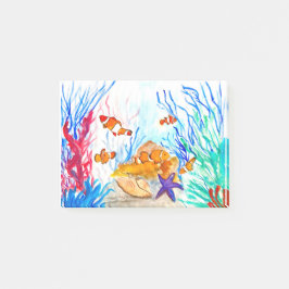Notas Post-it® Bajo el mar acuarela peces océano costero mar