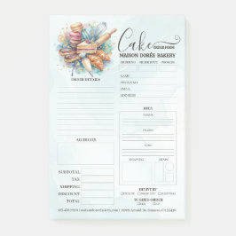Notas Post-it® Bakery Store Pastry Chef Cake Baker Order Form