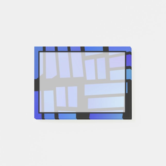 Notas Post-it® Baldosas rectangulares azules (Anverso)