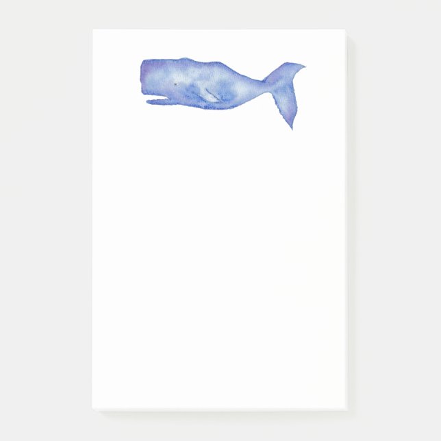 Notas Post-it® Ballena de Acuarela (Anverso)