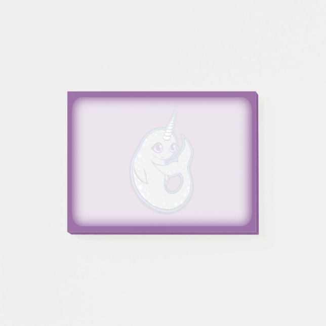 Notas Post-it® Ballena de Narballal gris con diseño de dibujo de  (Anverso)