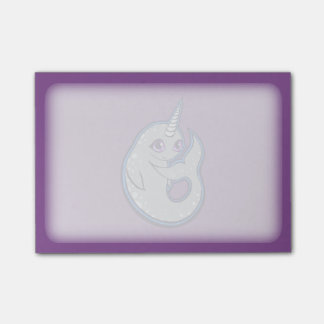 Notas Post-it® Ballena de Narballal gris con diseño de dibujo de 