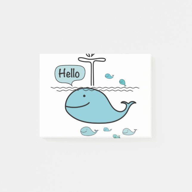 Notas Post-it® ballena linda, saluda al mar (Anverso)