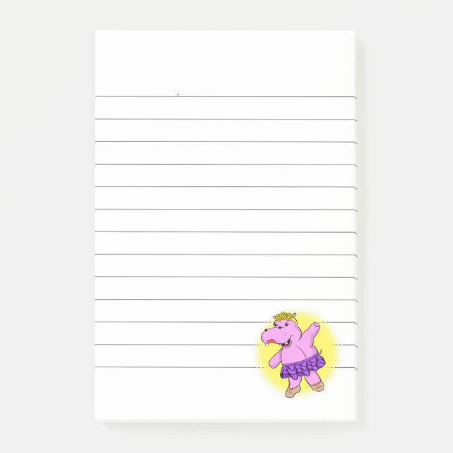 Notas Post-it® Ballerina Hippo Con Tutu Lined (Anverso)