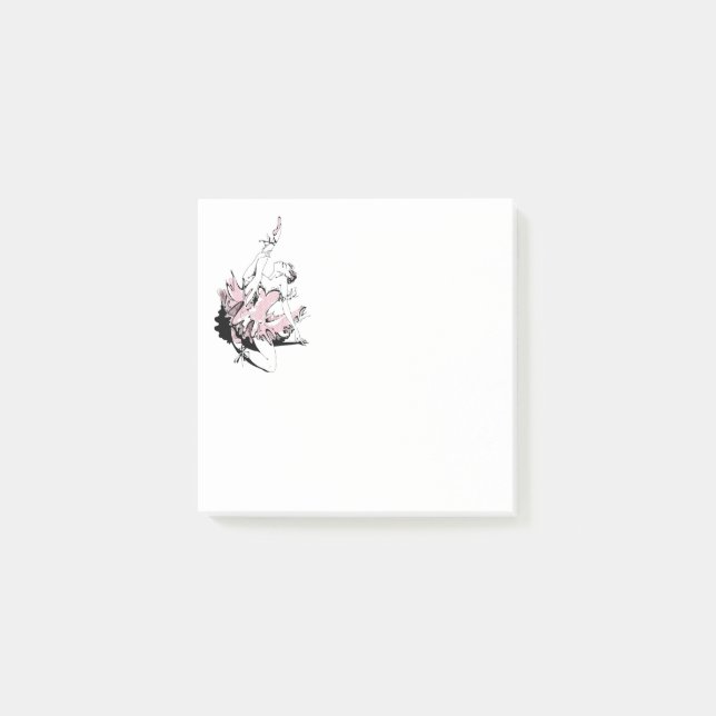 Notas Post-it® Ballerina Stretching en Tutu Rosa (Anverso)