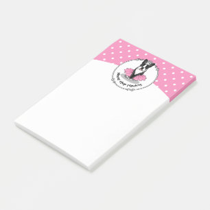 Notas Post-it® Ballet Ballerina Princess Boston Terrier (negro)