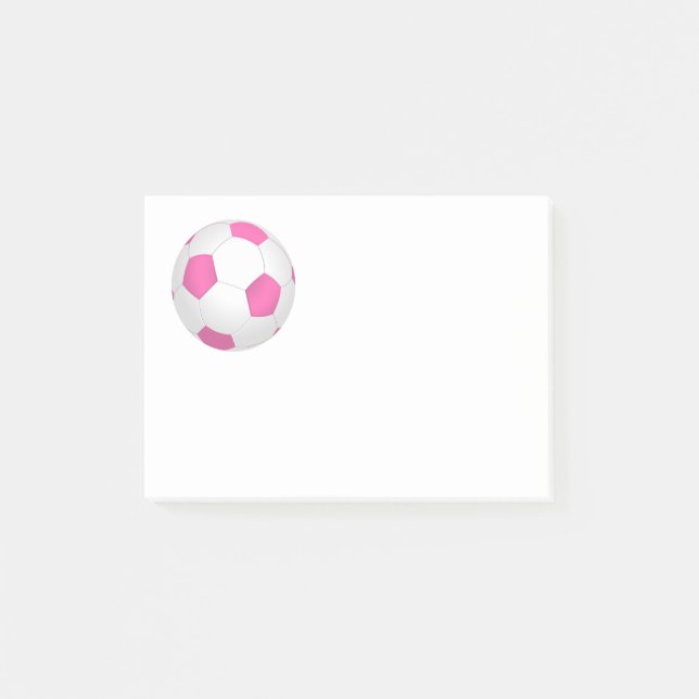 Notas Post-it® Balón de fútbol blanco rosado moderno (Anverso)