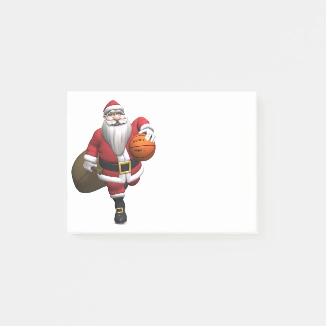 Notas Post-it® Baloncestista de Santa Claus (Anverso)