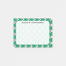 Notas Post-it® Balones de fútbol Monogram Shamrock Verde