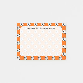 Notas Post-it® Balones de fútbol Monograma Naranja
