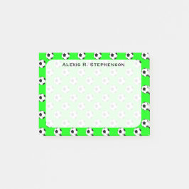 Notas Post-it® Balones de fútbol Monograma Verde Lima