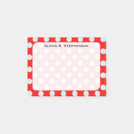 Notas Post-it® Balones de voleibol con monograma Rojo