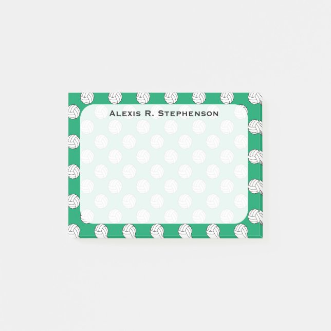 Notas Post-it® Balones de voleibol Monogram Shamrock Verde (Anverso)