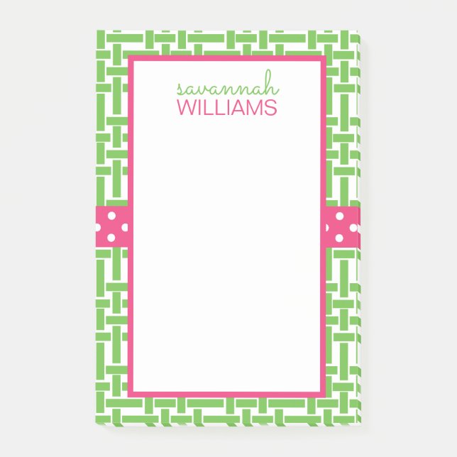 Notas Post-it® Bamboo y Grosgrain Notepad personalizado post-it (Anverso)