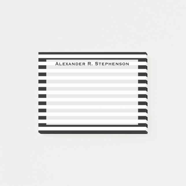 Notas Post-it® Banda blanca y negra de monograma (Anverso)