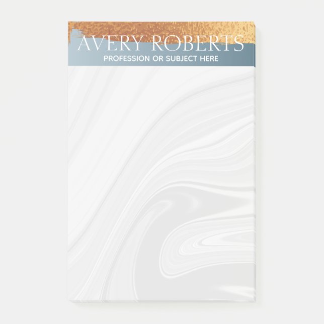 Notas Post-it® Banda dorada azul de acero de lujo moderna (Anverso)