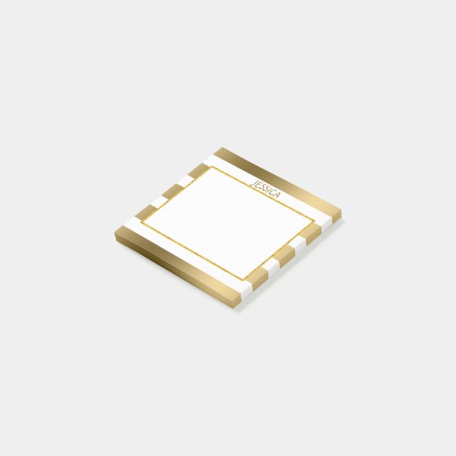 Notas Post-it® Bandas de oro simples (En perspectiva)