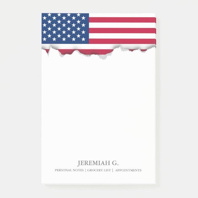 Notas Post-it® Bandera americana clásica (Anverso)
