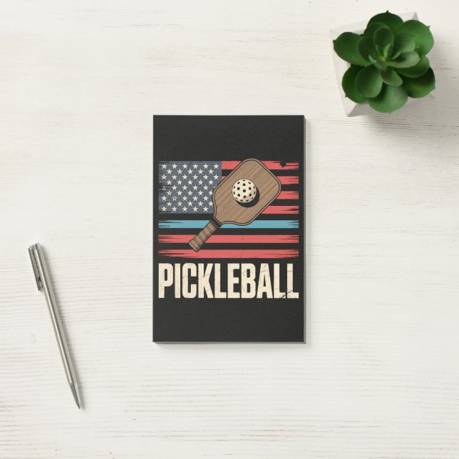 Notas Post-it® Bandera de EE. UU. Pickleball (Oficina)