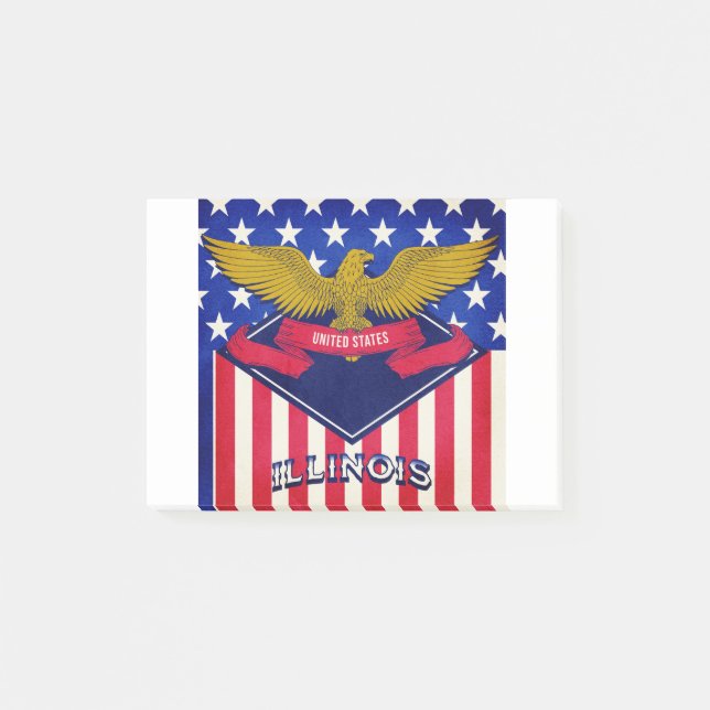 Notas Post-it® Bandera de Illinois USA (Anverso)