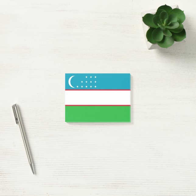 Notas Post-it® Bandera de Uzbekistán (Oficina)