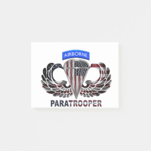 Notas Post-it® Bandera estadounidense con alas aéreas y paracaidi