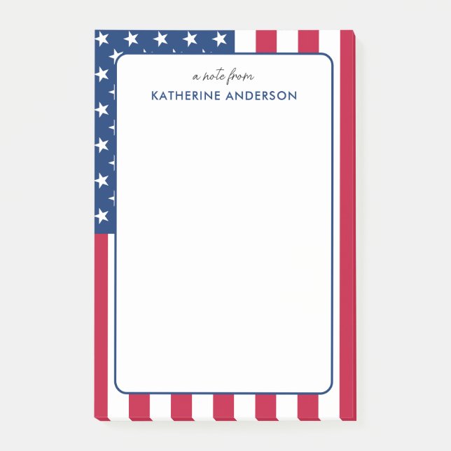 Notas Post-it® Bandera estadounidense personalizada Estados Unido (Anverso)