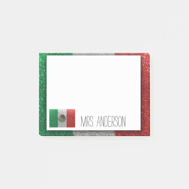 Notas Post-it® Bandera mexicana de aula Purpurina (Anverso)