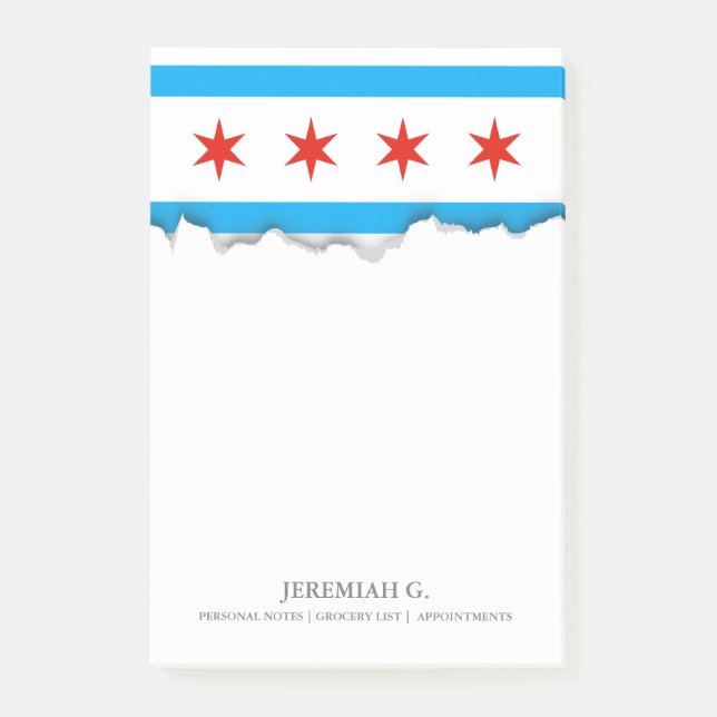 Notas Post-it® Bandera tradicional de Chicago (Anverso)