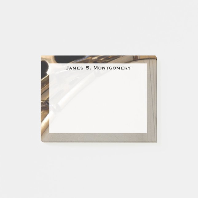 Notas Post-it® Banjo blanco y dorado de Monogram Music (Anverso)