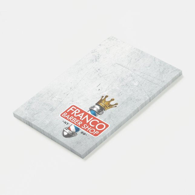 Notas Post-it® Barber Hair Shop King Crown Barber Pole Hair Salon (En perspectiva)