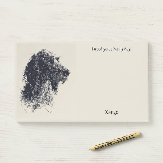 Notas Post-it® Barbet Abstract Art Dog Name (En escritorio)