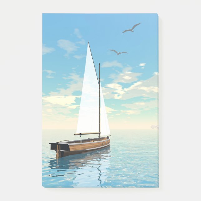 Notas Post-it® Barco de navegación - 3D rinden (Anverso)