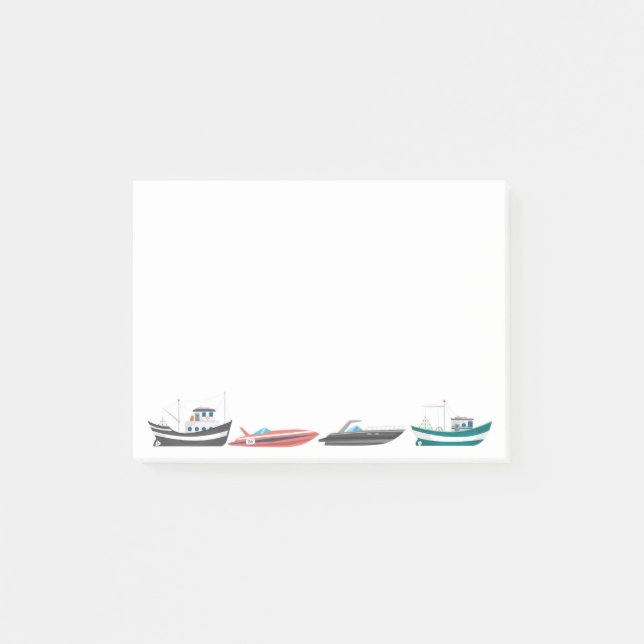 Notas Post-it® Barcos acuarela Arte de pintura de barcos (Anverso)
