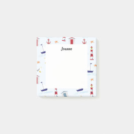 Notas Post-it® Barcos modernos de verano monogramados