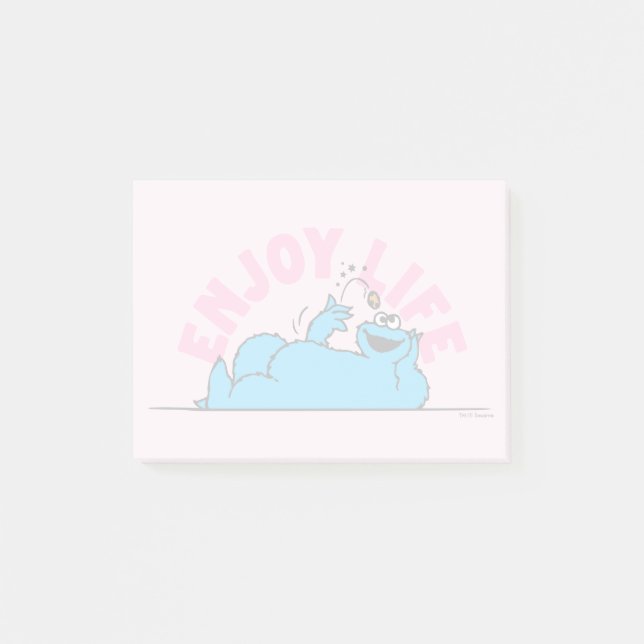 Notas Post-it® Barrio Sésamo | Cookie Monster Disfrutar la vida (Anverso)