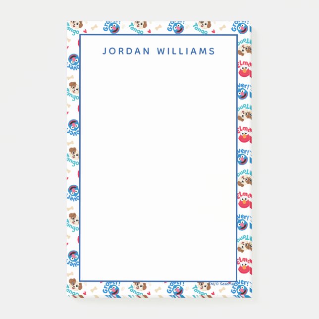 Notas Post-it® Barrio Sésamo | Patrón Tango, Elmo y Grover (Anverso)