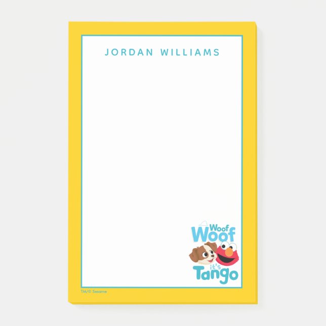Notas Post-it® Barrio Sésamo | Woof Woof It's Tango & Elmo (Anverso)