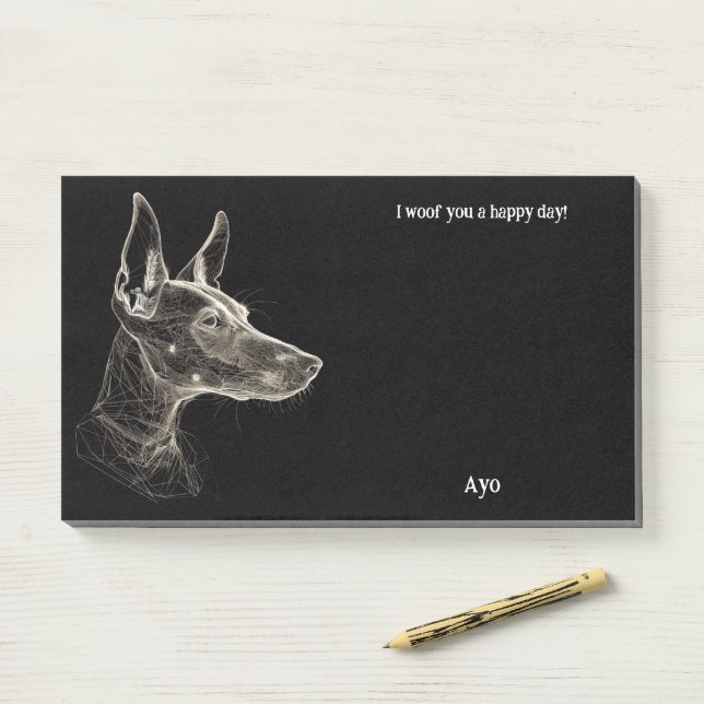 Notas Post-it® Basenji Abstract Art Dog Name (En escritorio)