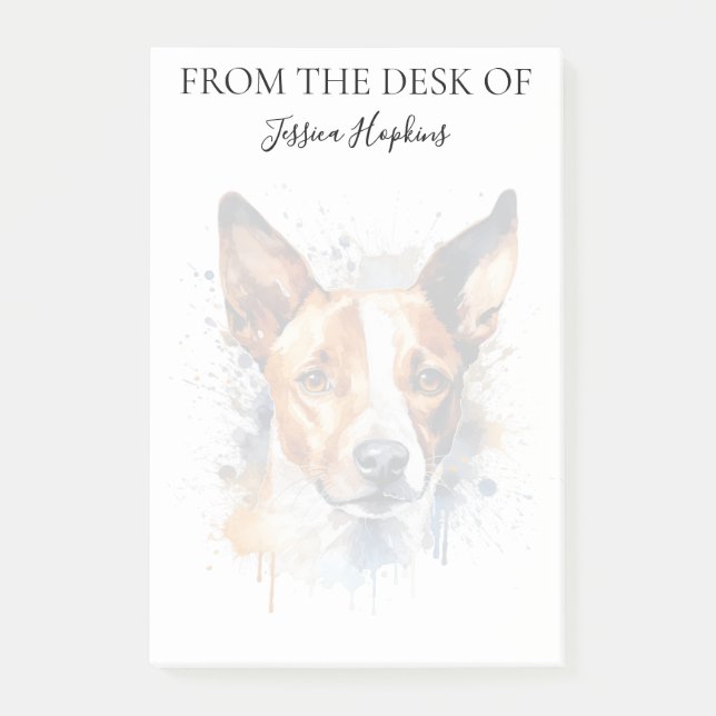 Notas Post-it® Basenji Lover Monogrammed Dog (Anverso)