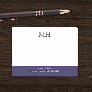 Notas Post-it® Básico Limpio Iniciales Blanco Azul Oscuro