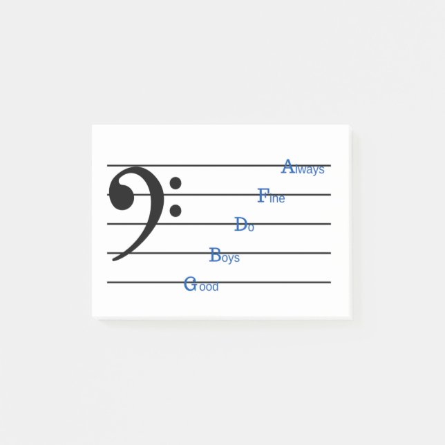 Notas Post-it® Bass Clef Post-it Notes (Line Rhymes) (Anverso)