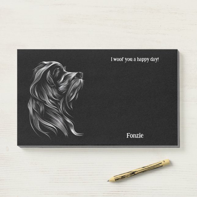 Notas Post-it® Basset Griffon Vendeen Abstract Art Dog Name (En escritorio)