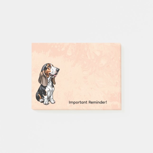 Notas Post-it® Basset Hound Tricolor (Anverso)