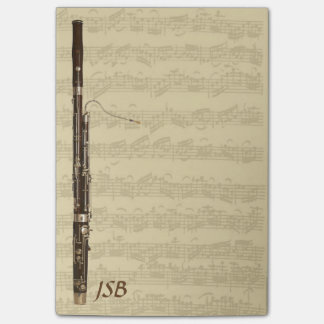 Notas Post-it® Bassoon en monograma del personalizado de la